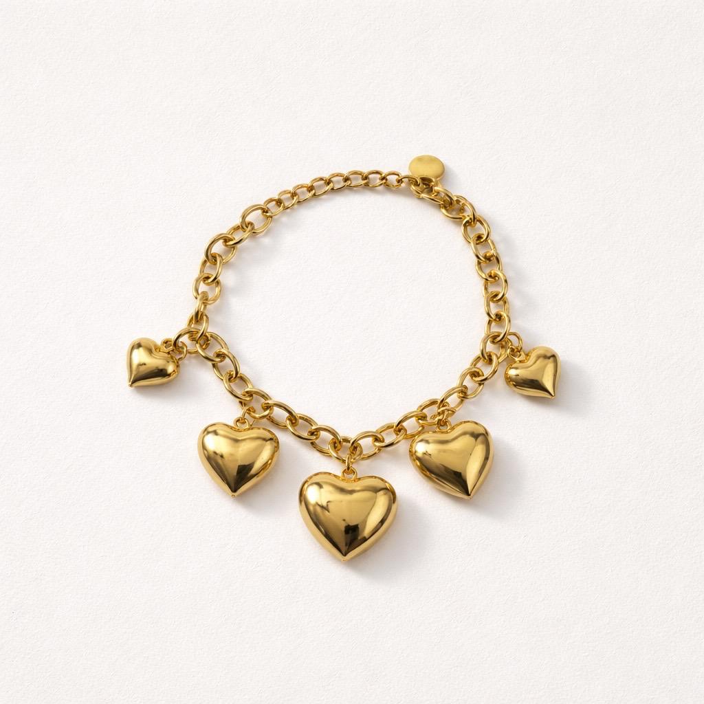 Bracciale regolabile catena cuori