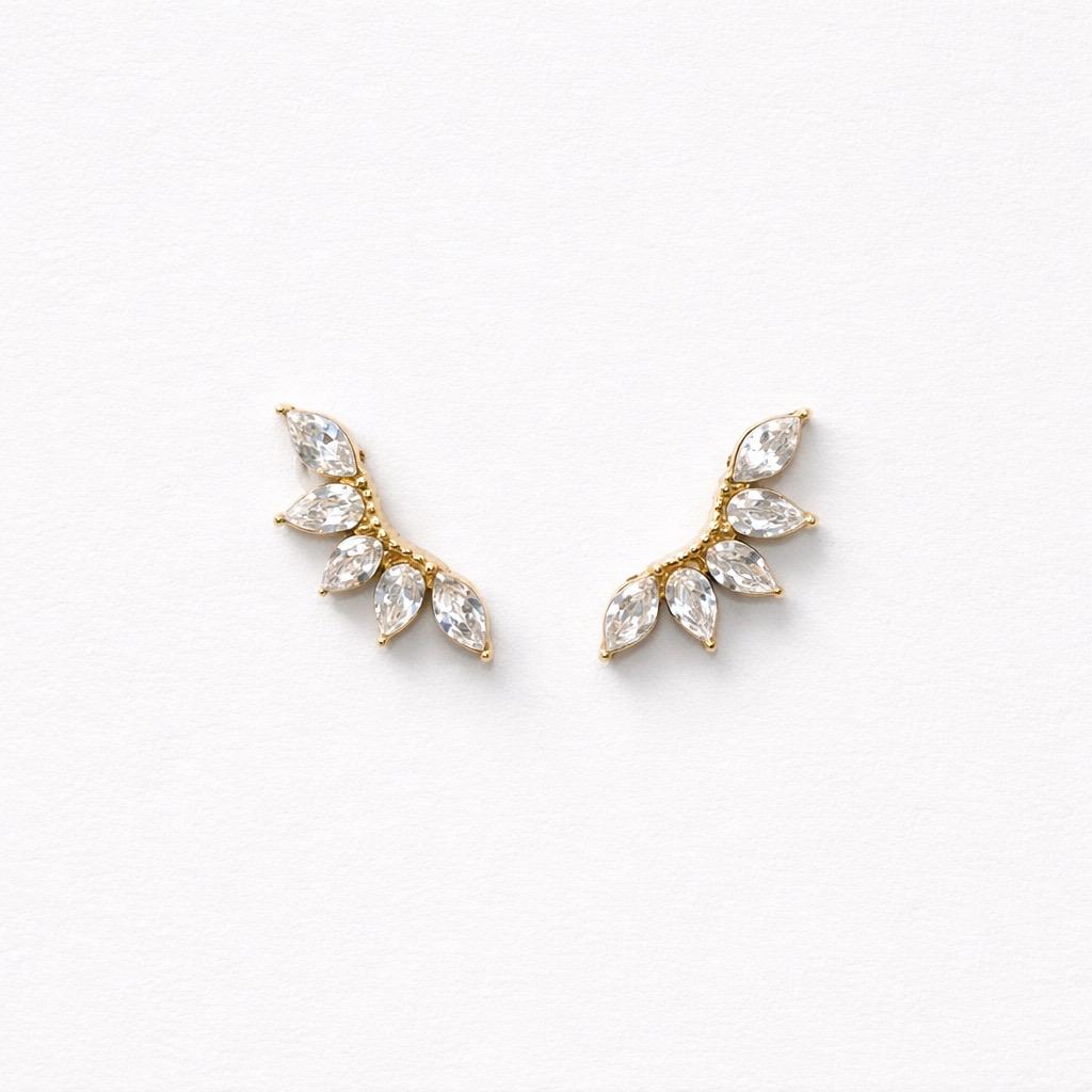 Orecchini lobo foglioline strass