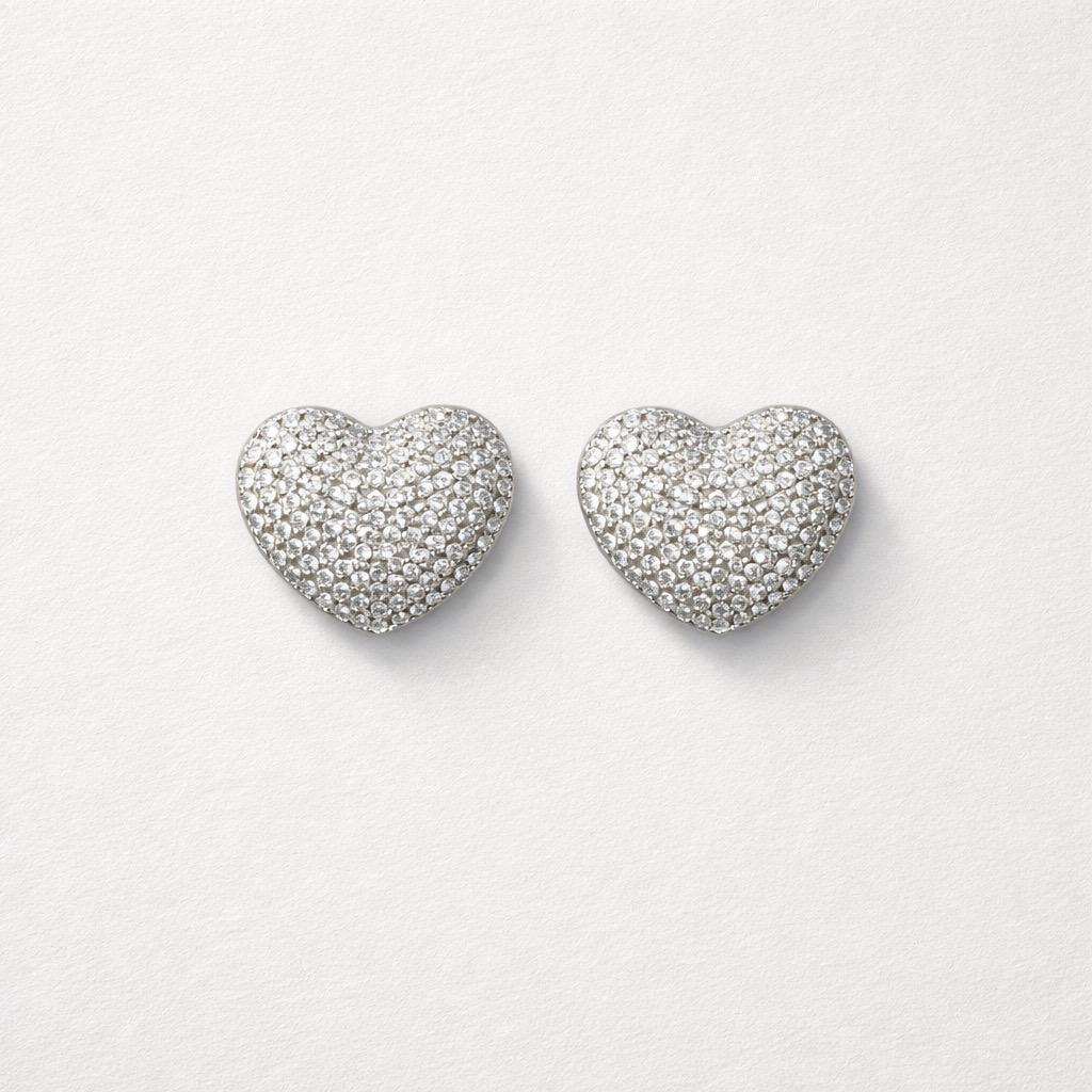 Orecchini lobo cuori strass