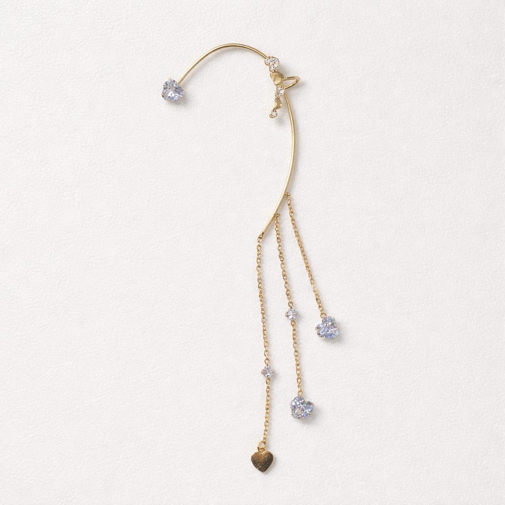 Ear Cuff acciaio cuore cristalli