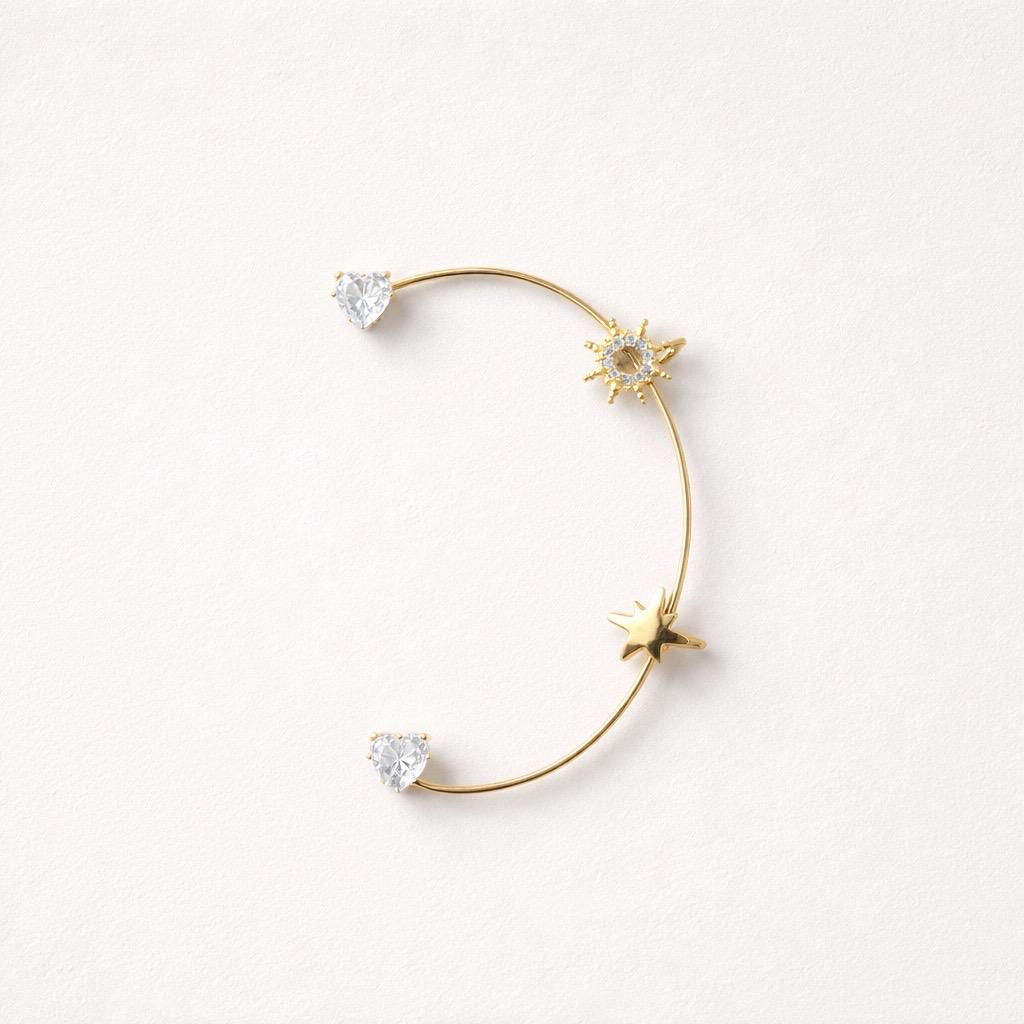 Ear Cuff acciaio stelle strass