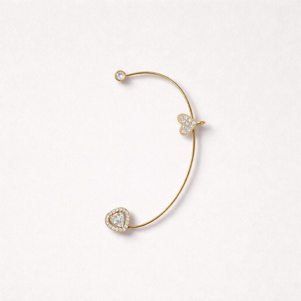 Ear Cuff acciaio cuore strass