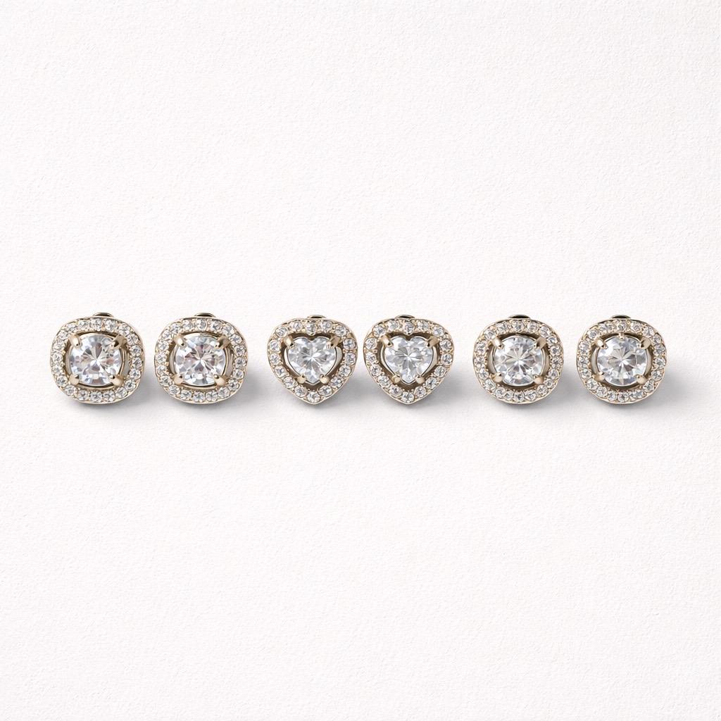 Orecchini Set 3 paia acciaio zirconi