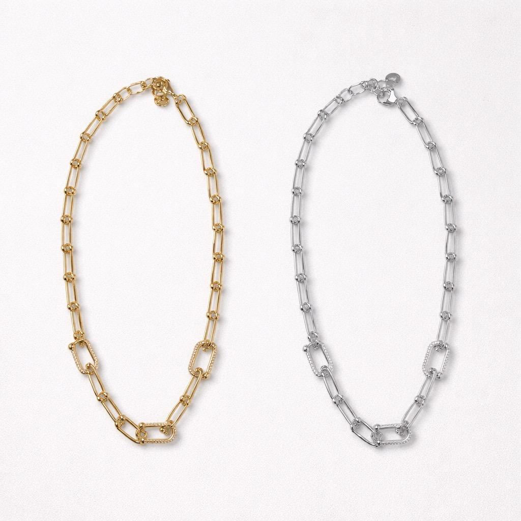 Collana regolabile acciaio fibbie strass