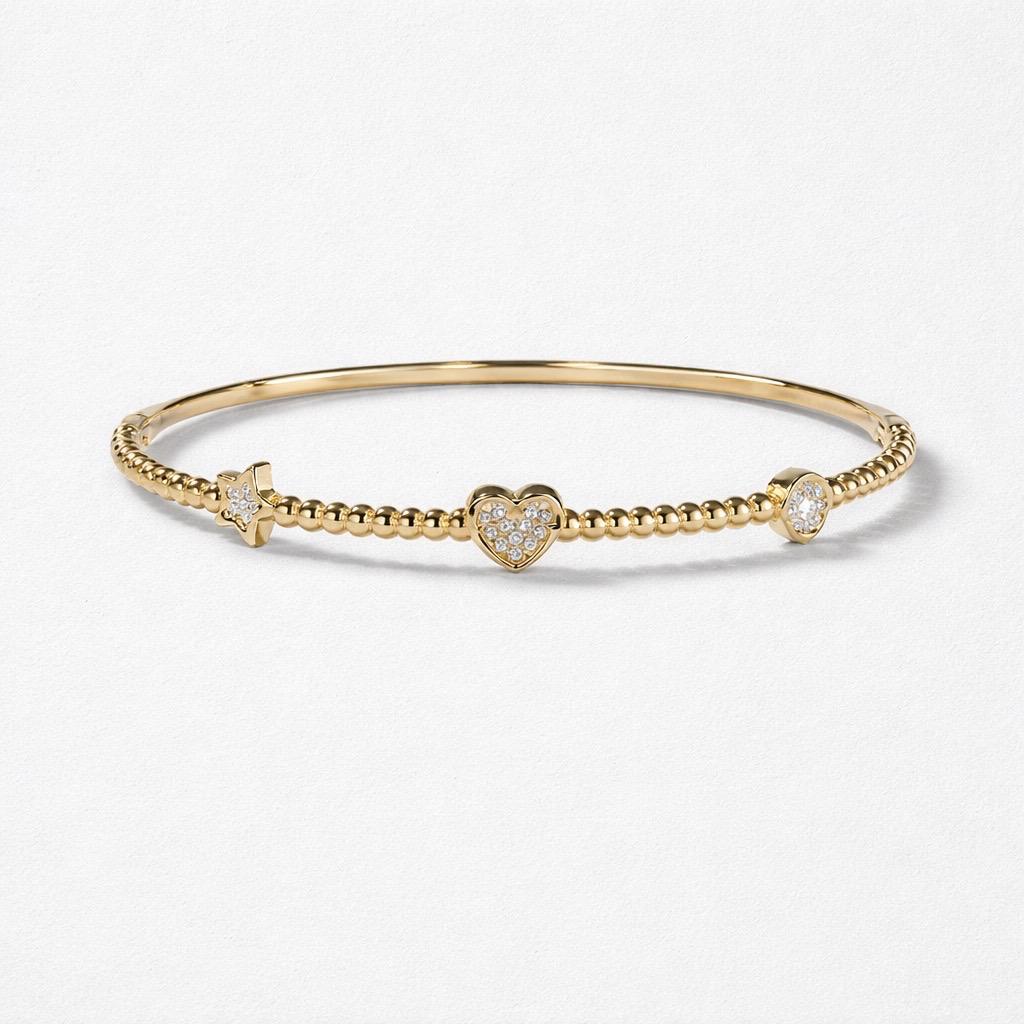 Bracciale rigido acciaio strass cuore