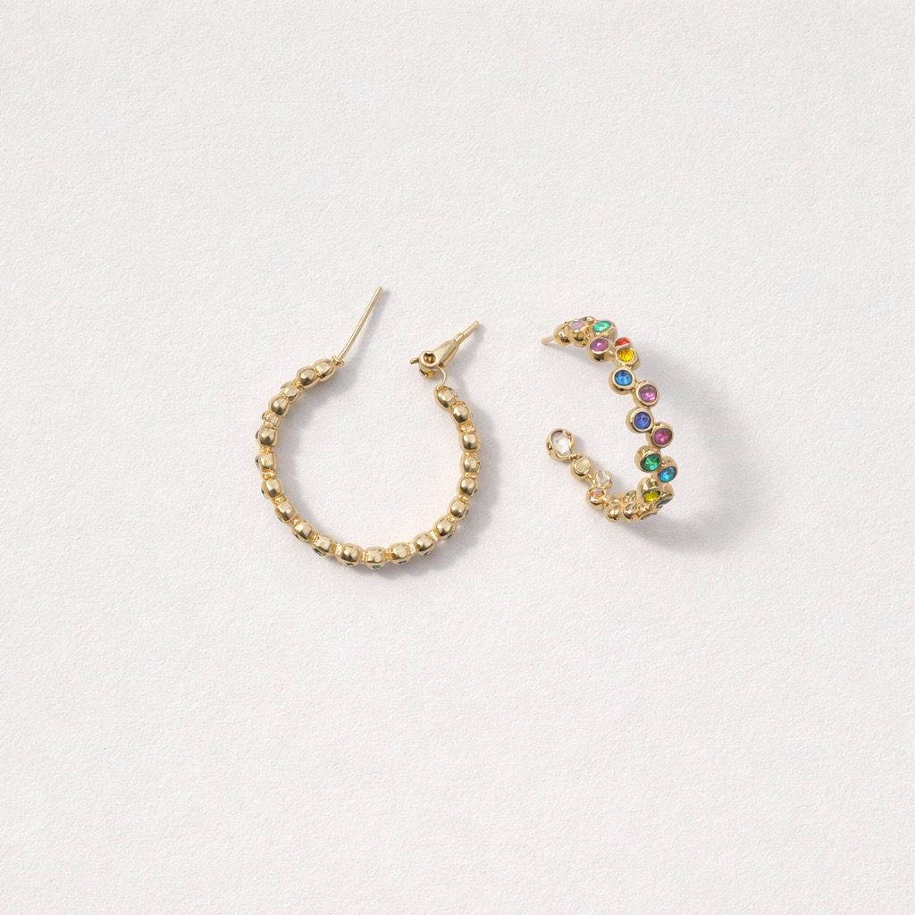 Orecchini cerchi fiore strass