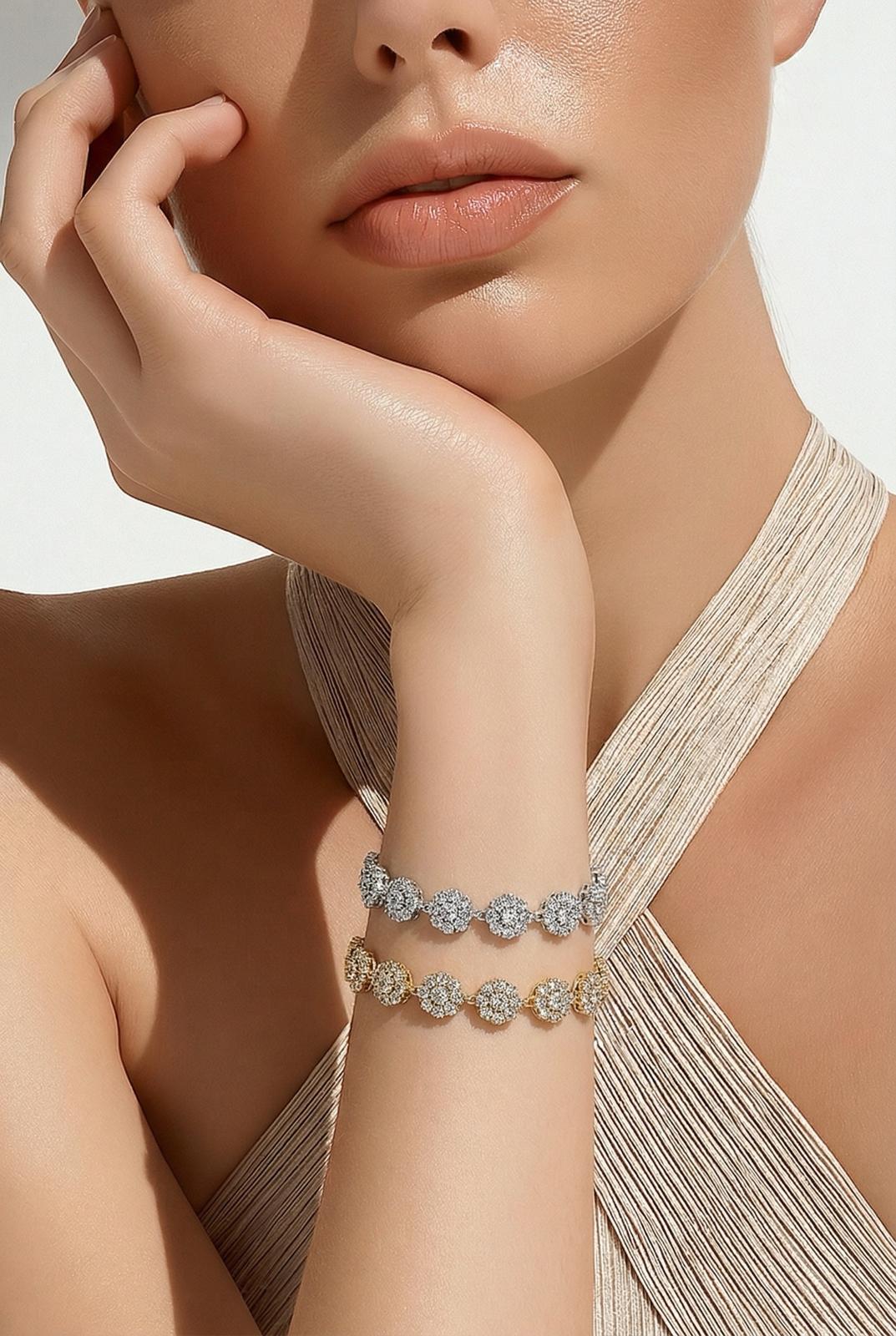 Bracciale tennis acciaio fiori strass