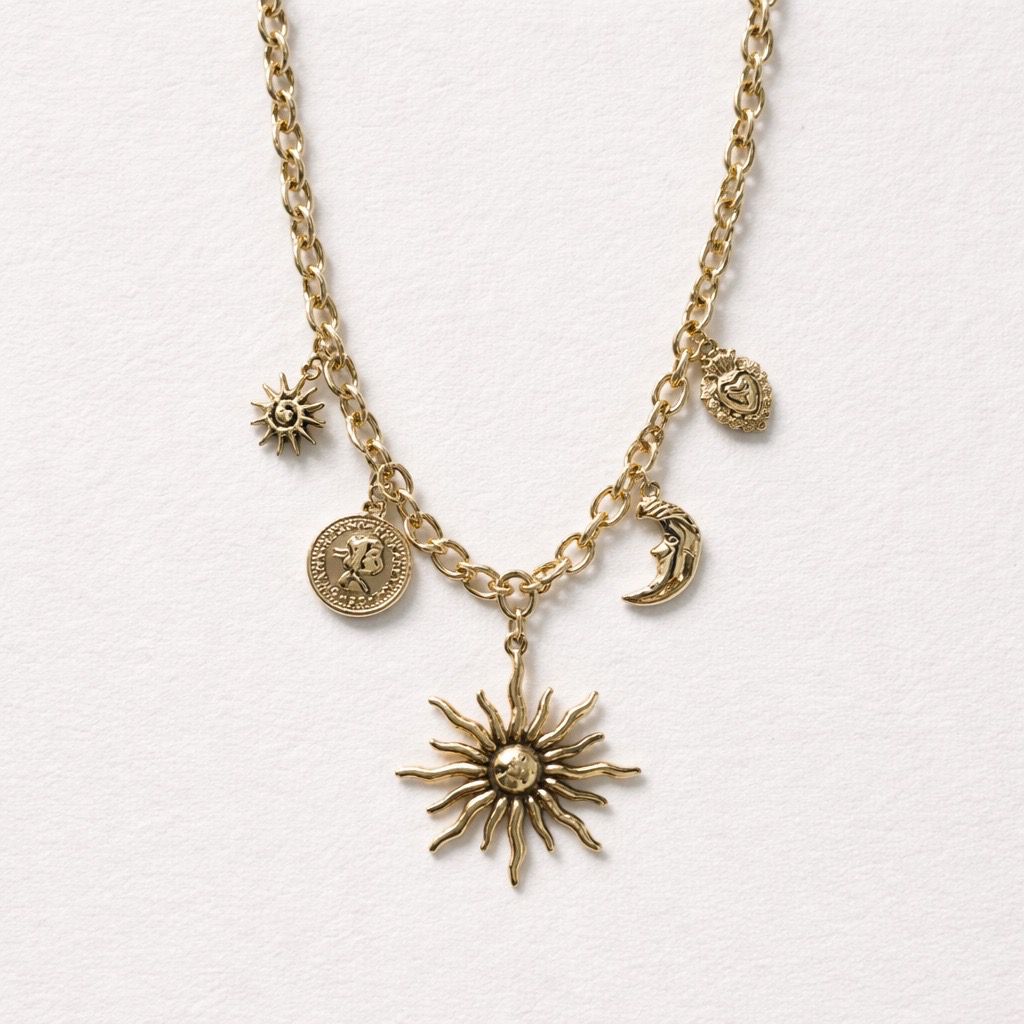 Collana regolabile acciaio sole charms