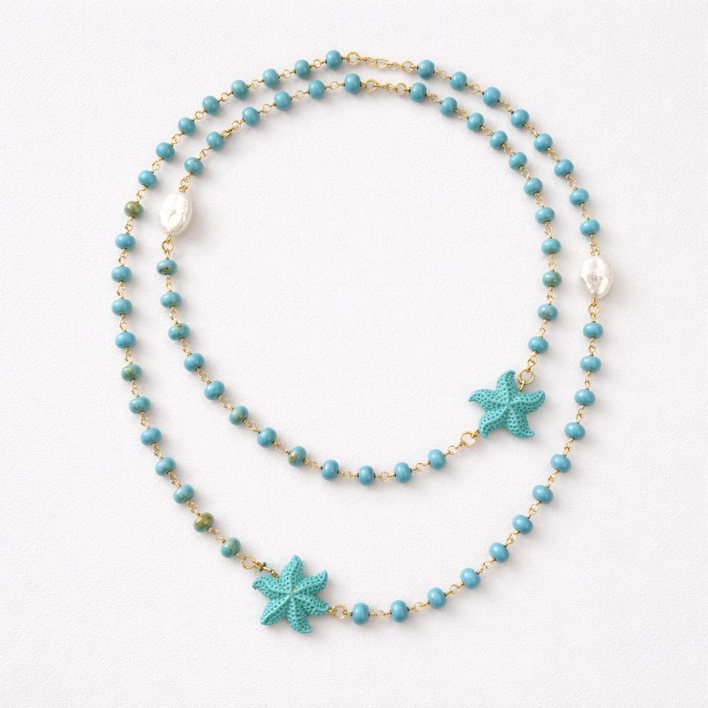 Collana lunga perline e stelle marine made in italy