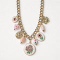 Collana regolabile acciaio fiori ricamati