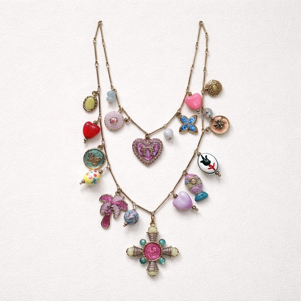 Collana regolabile acciaio charms smaltati