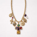Collana regolabile acciaio croce strass