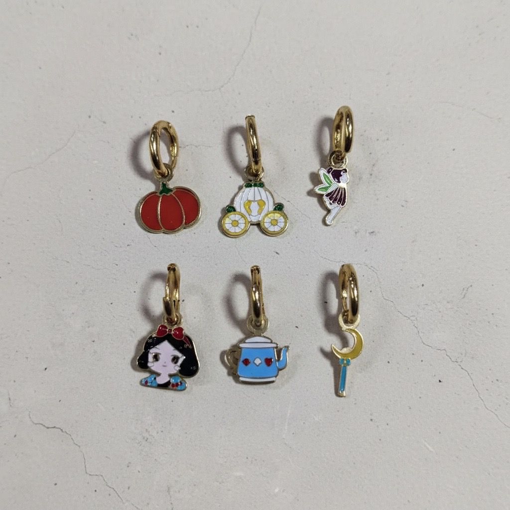 Orecchini set acciaio smaltato fiabe