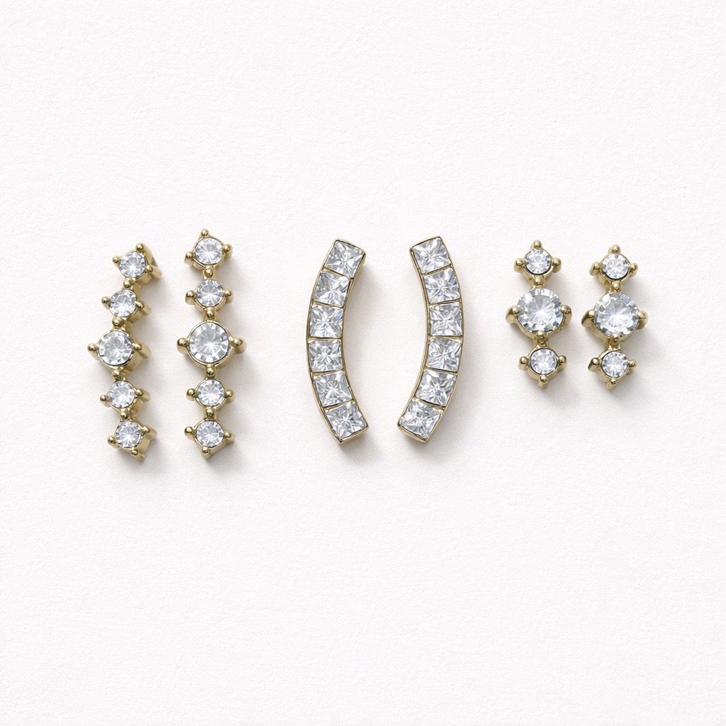 Orecchini set da 6 in acciaio con zirconi