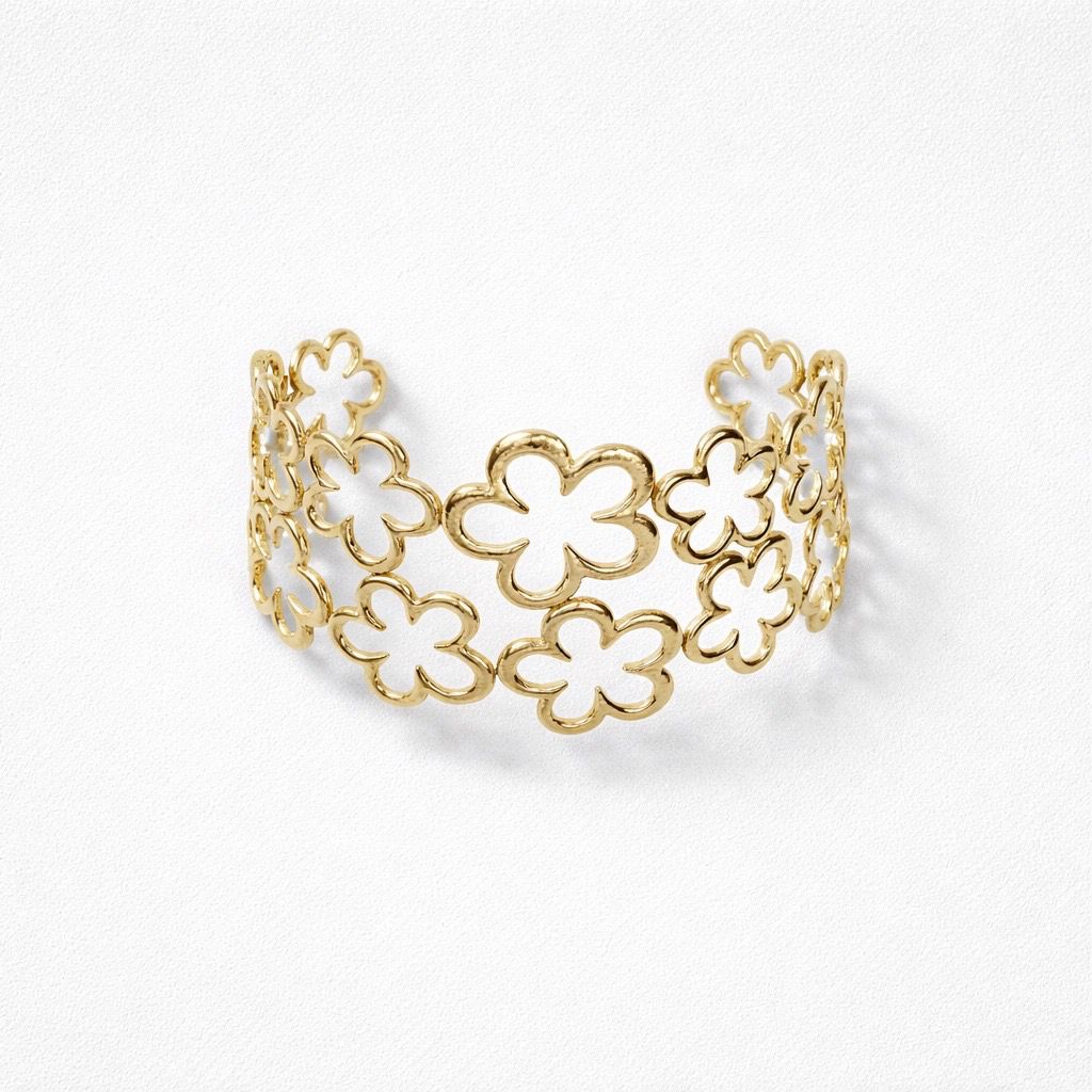 Bracciale rigido acciaio fiori