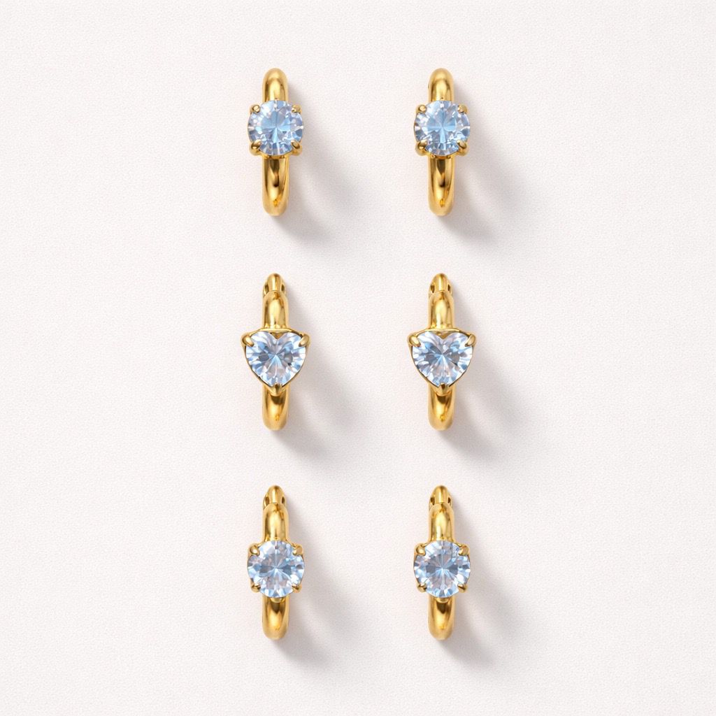 Orecchini set da 6 in acciaio con zirconi