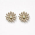 Orecchini lobo fiore strass metallo