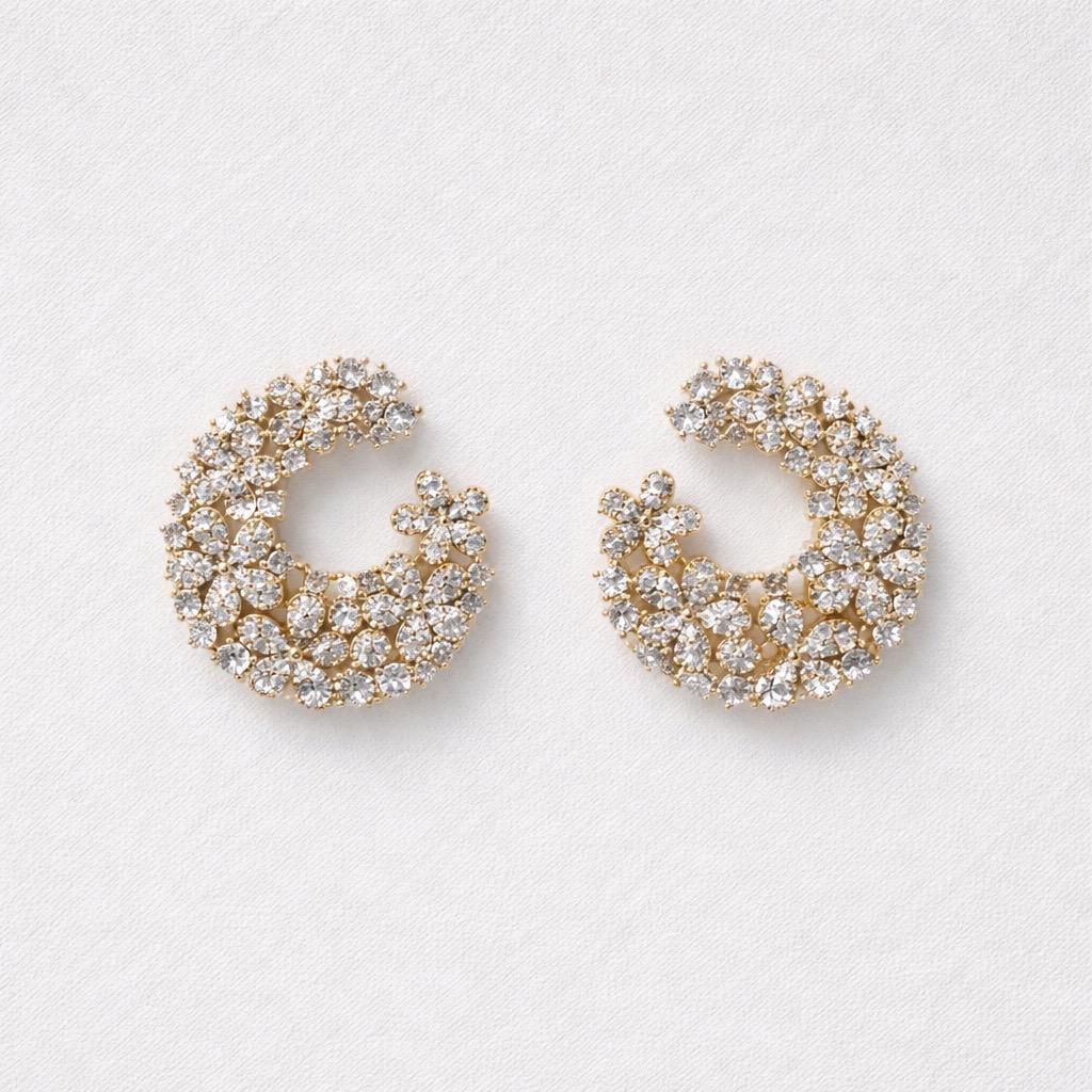 Orecchini lobo girella metallo strass