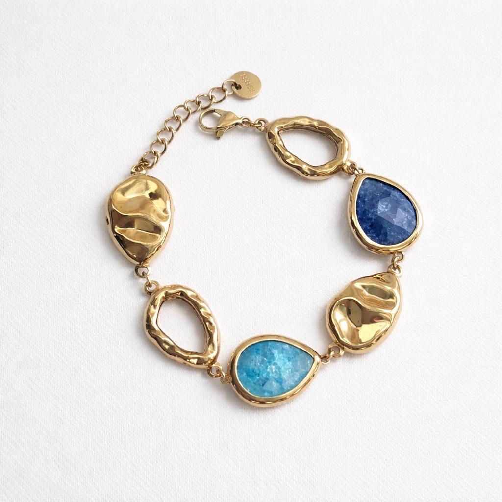 Bracciale regolabile acciaio castoni vetro