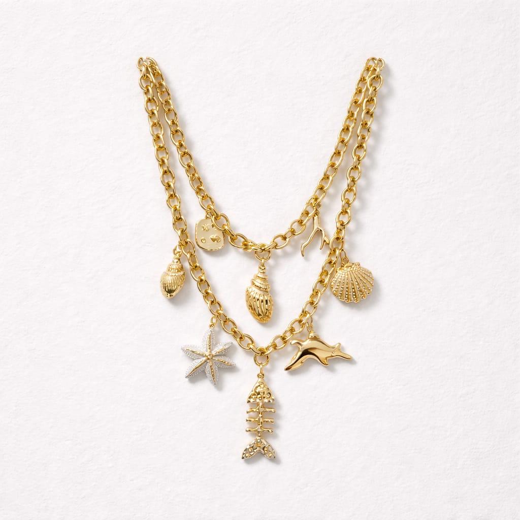 Collana lunga charme pesci 80cm