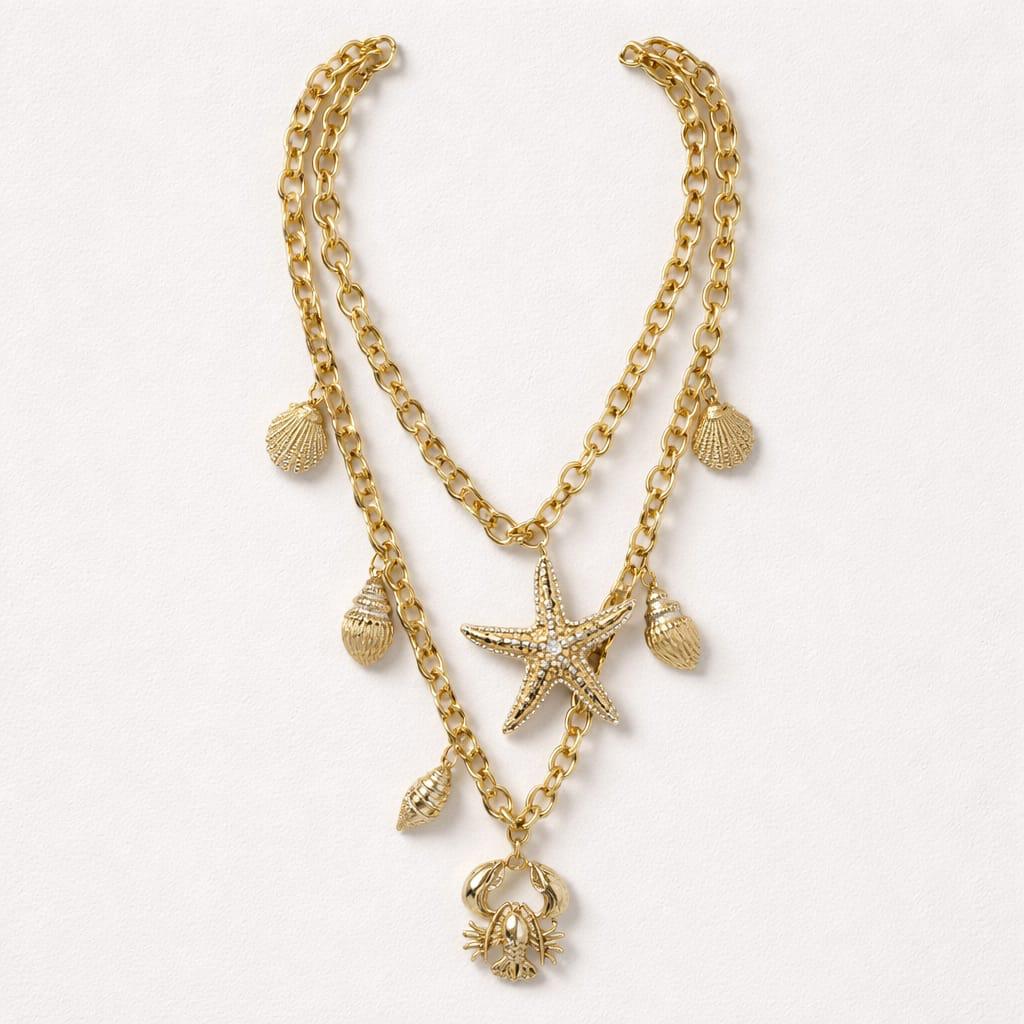 Collana lunga charms pesci 60cm