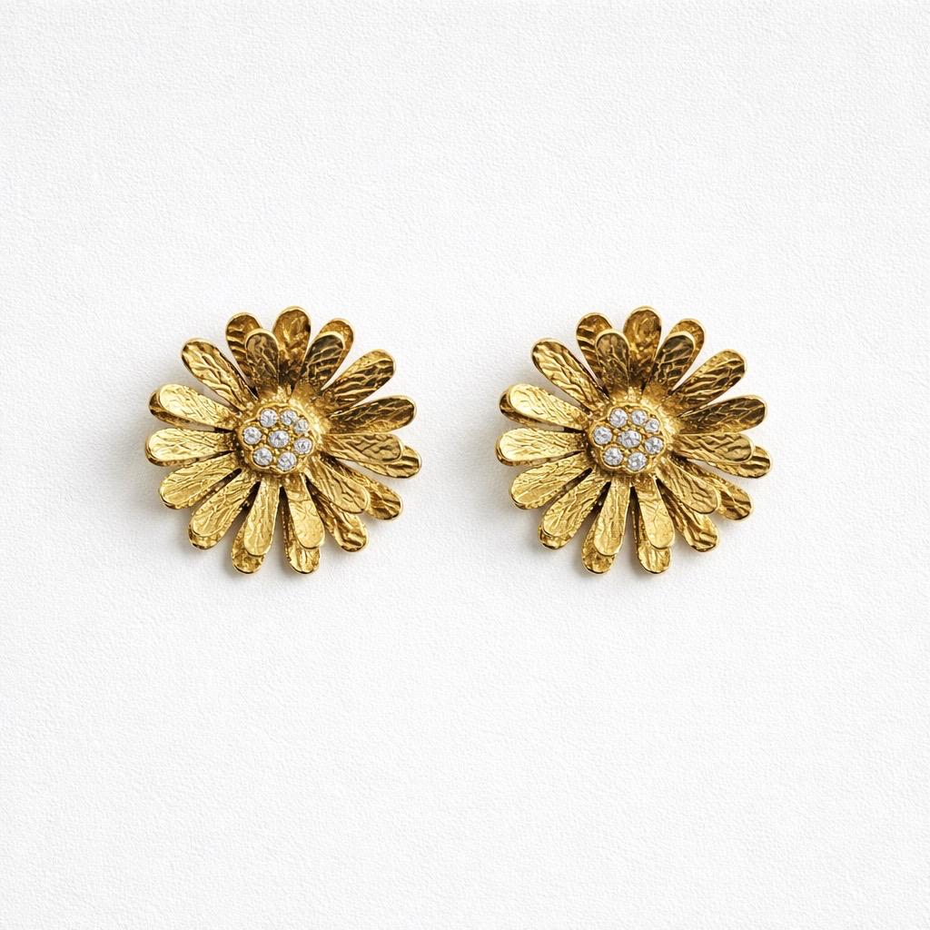 Orecchini lobo fiore strass