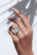 Anello acciaio castone vetro