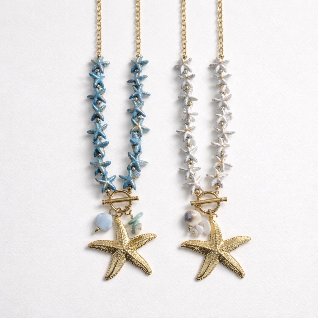 Collana regolabile acciaio stelle resina