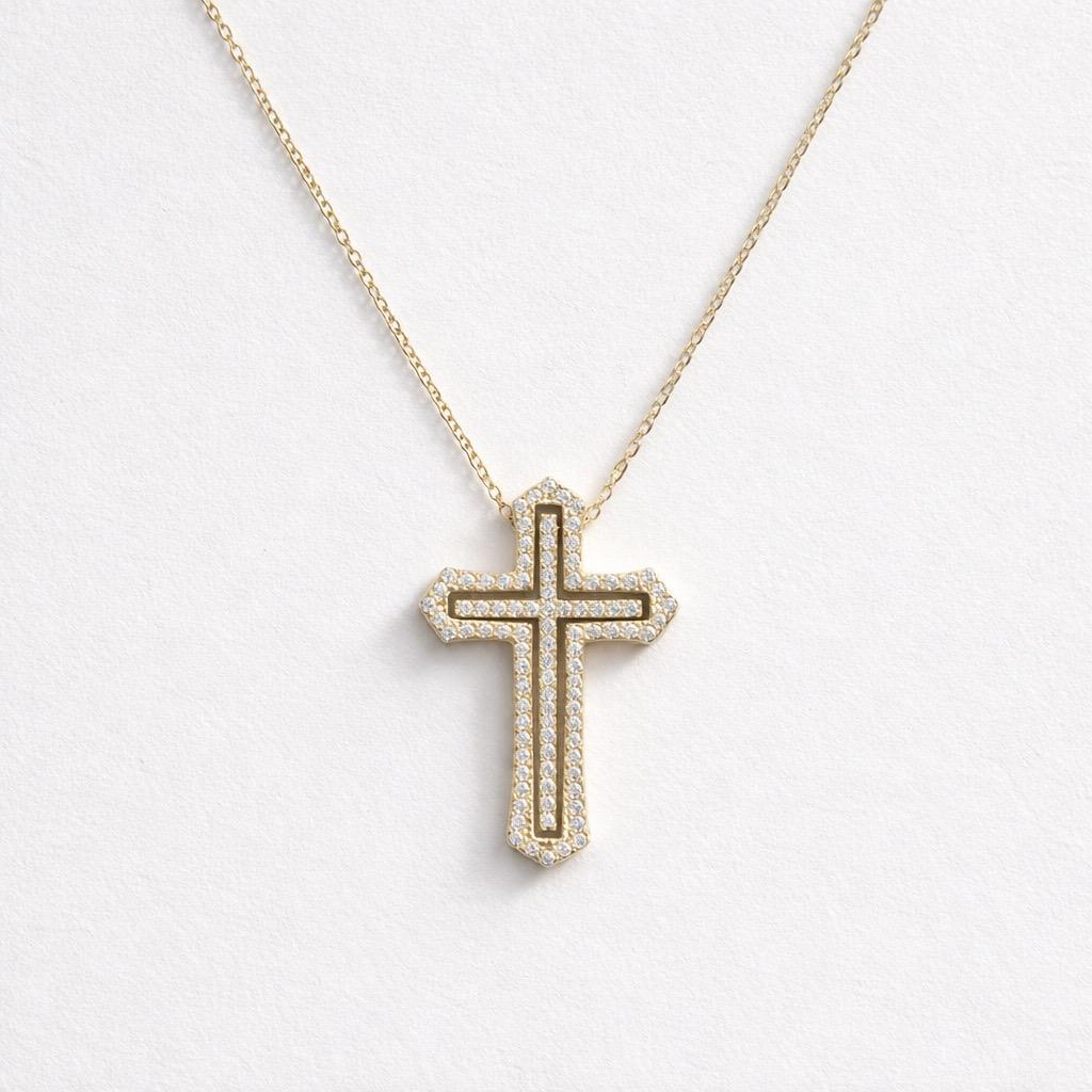 Collana regolabile acciaio croce