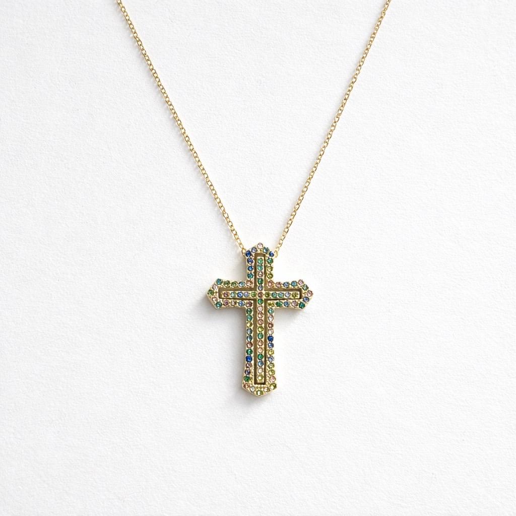 Collana regolabile acciaio croce