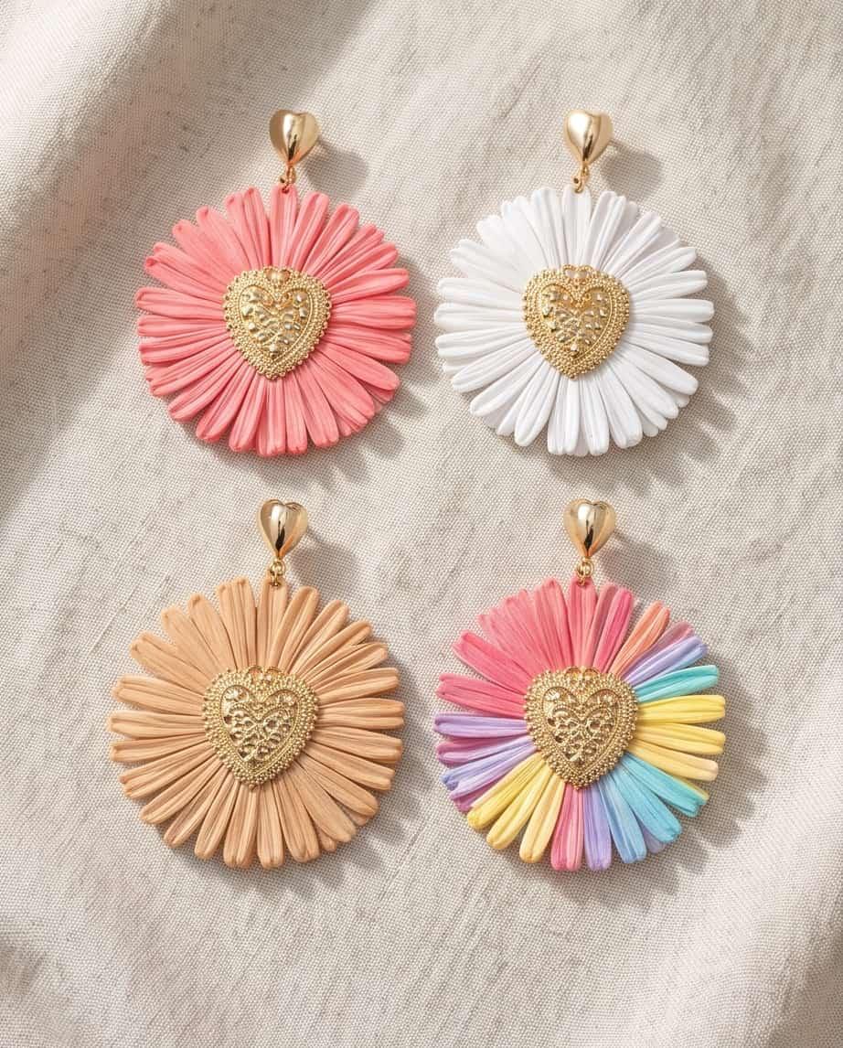 Orecchini pendenti raffia