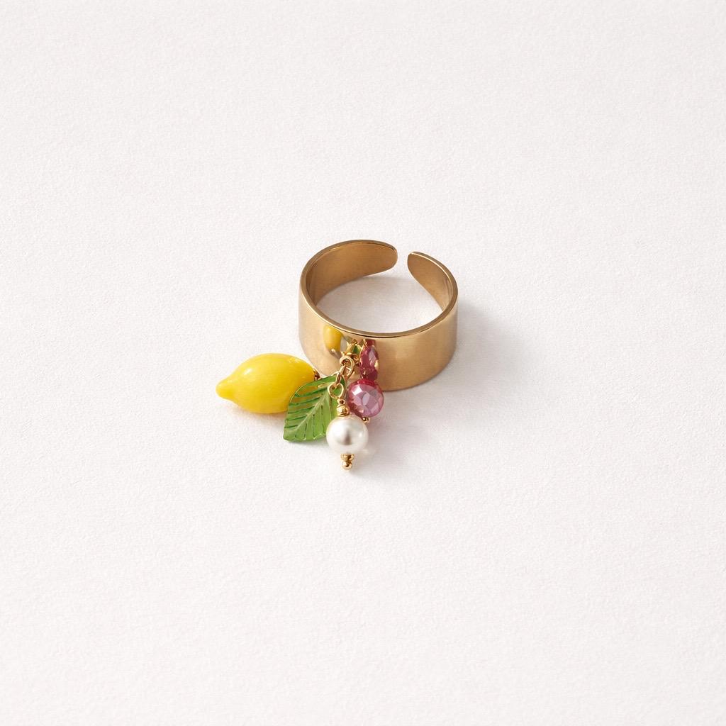 Anello acciaio fascia limone