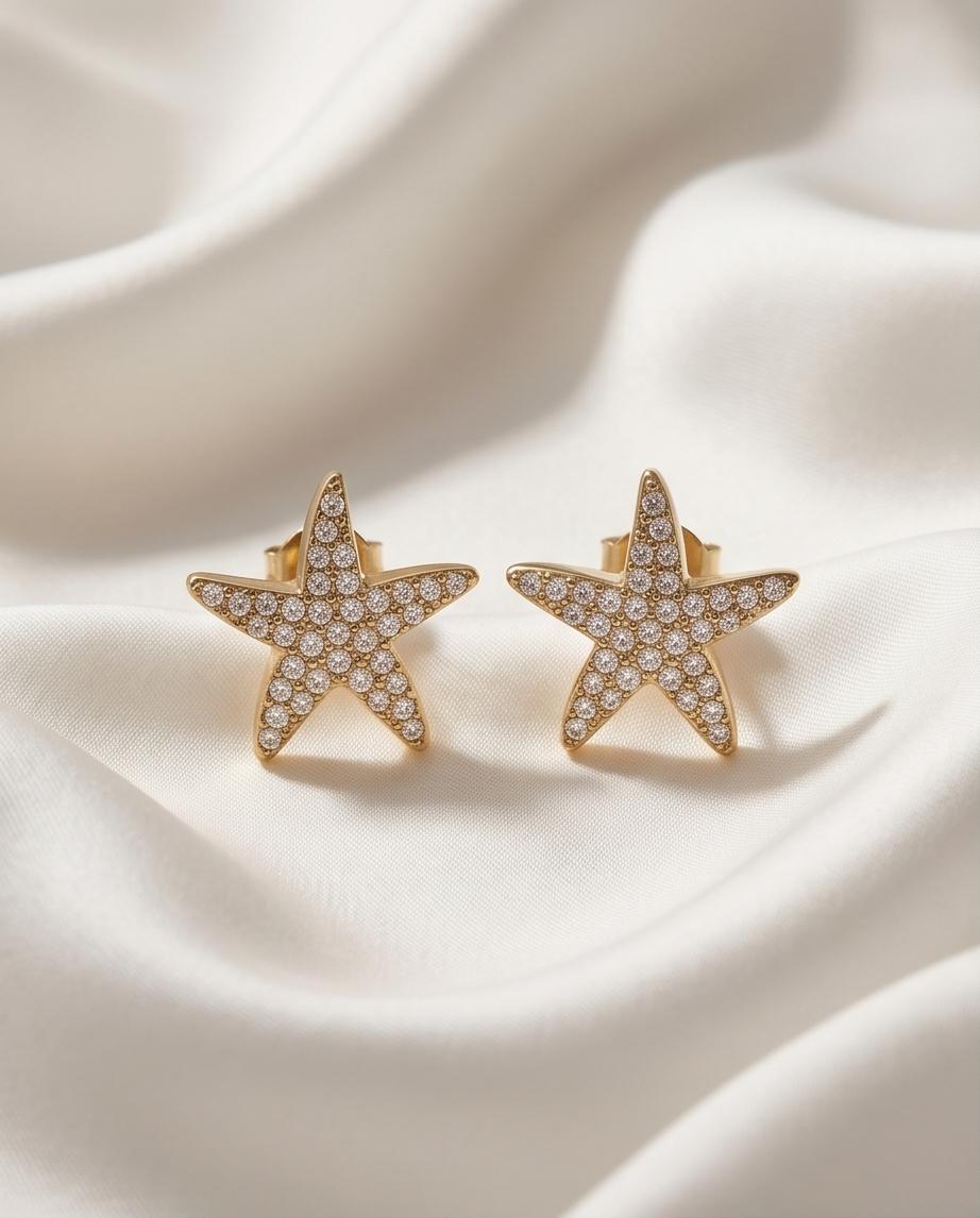 Orecchini lobo stella marina strass
