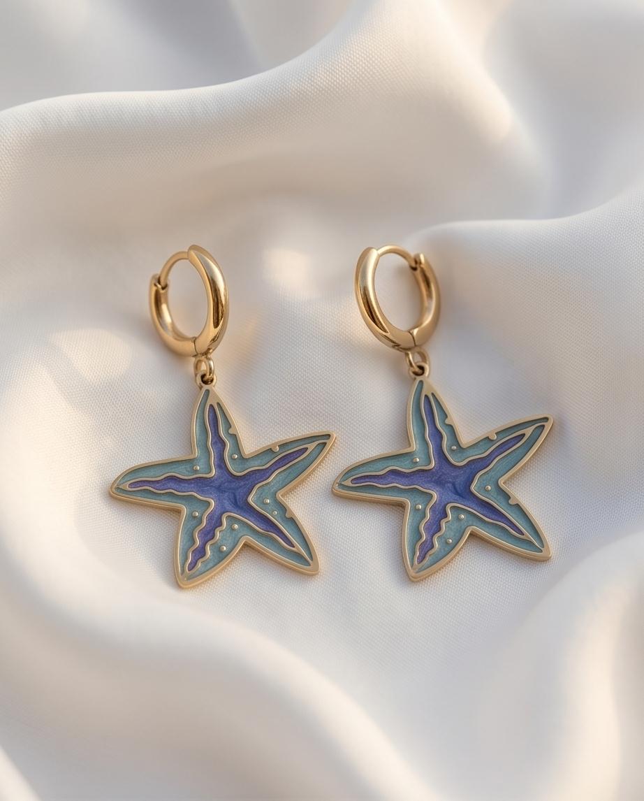 Orecchini cerchi stelle marine