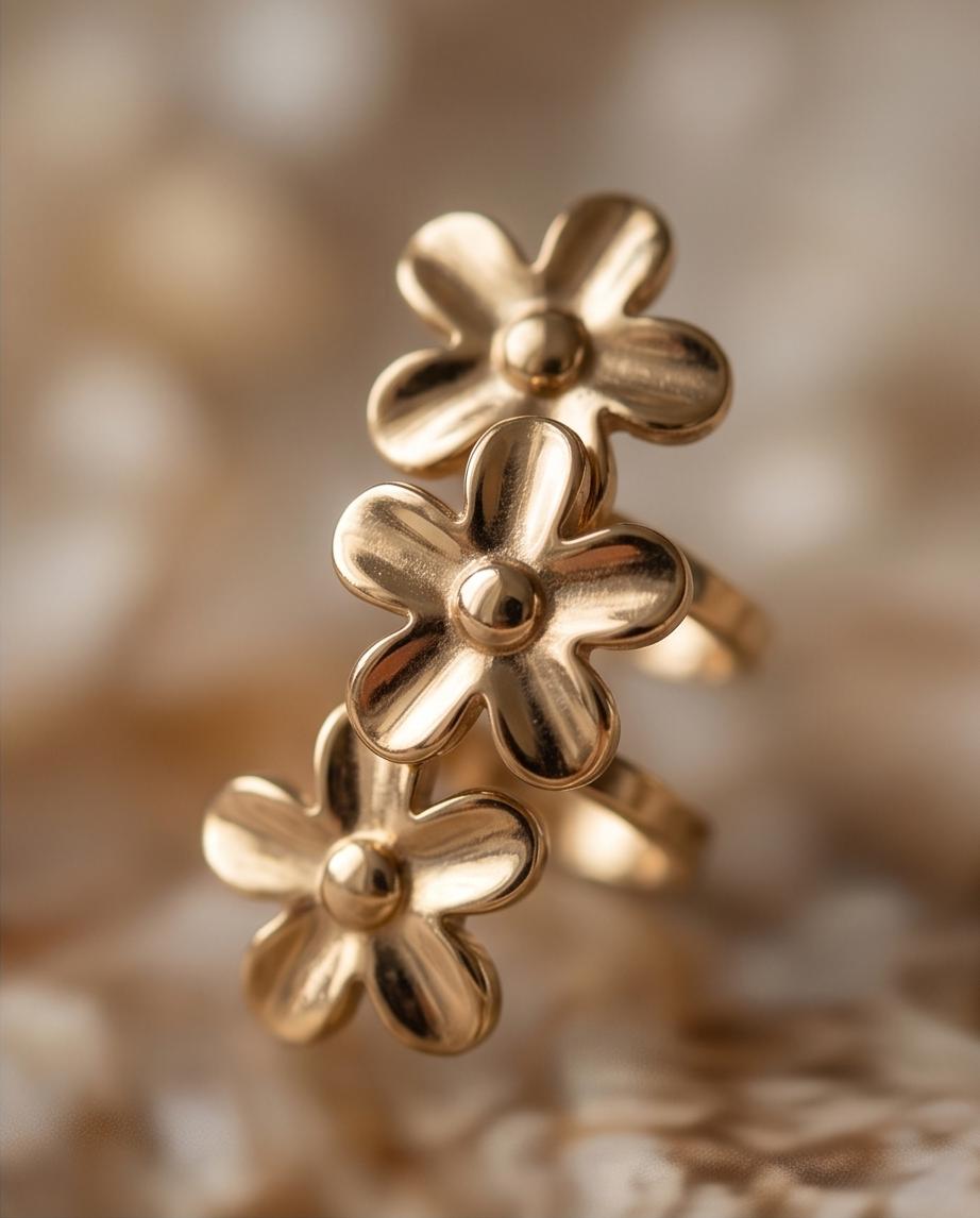 Ear Cuff acciaio fiori