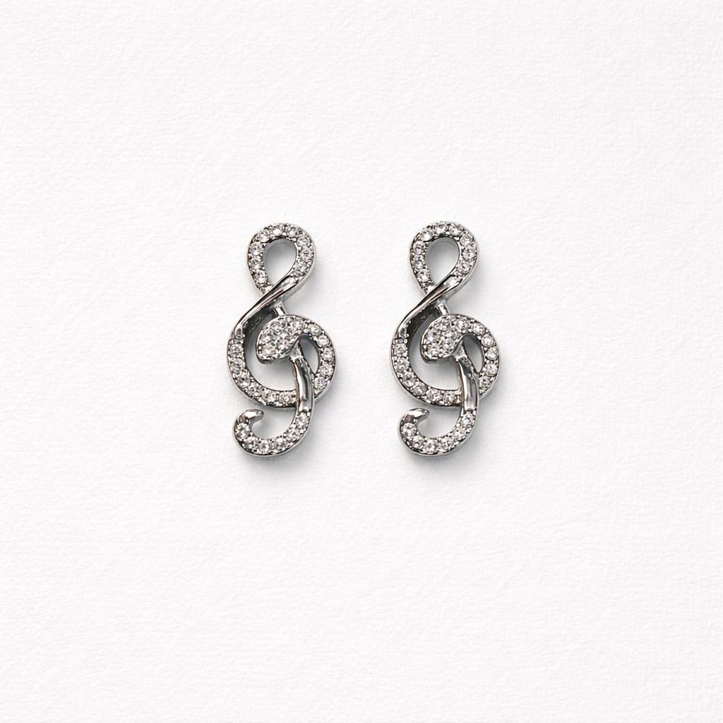 Orecchini lobo chiave violino strass 2cm