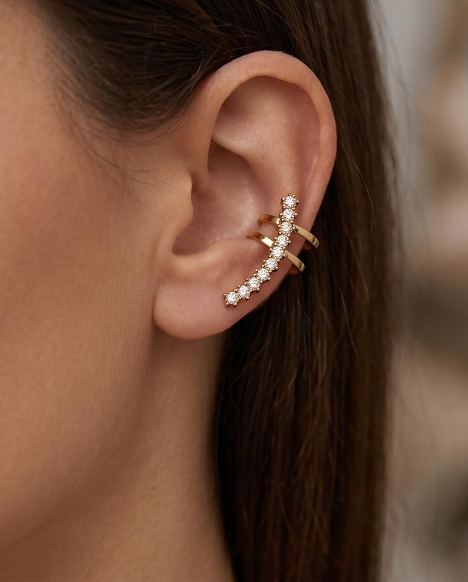 Ear Cuff acciaio strass 3cm