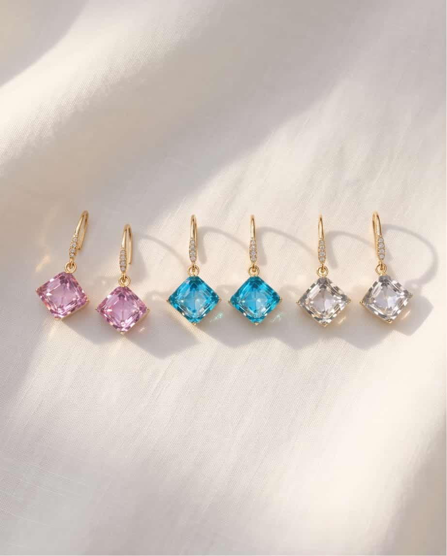 Orecchini cerchi acciaio strass cubetto cristal