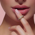 Anello acciaio 2 fili strass
