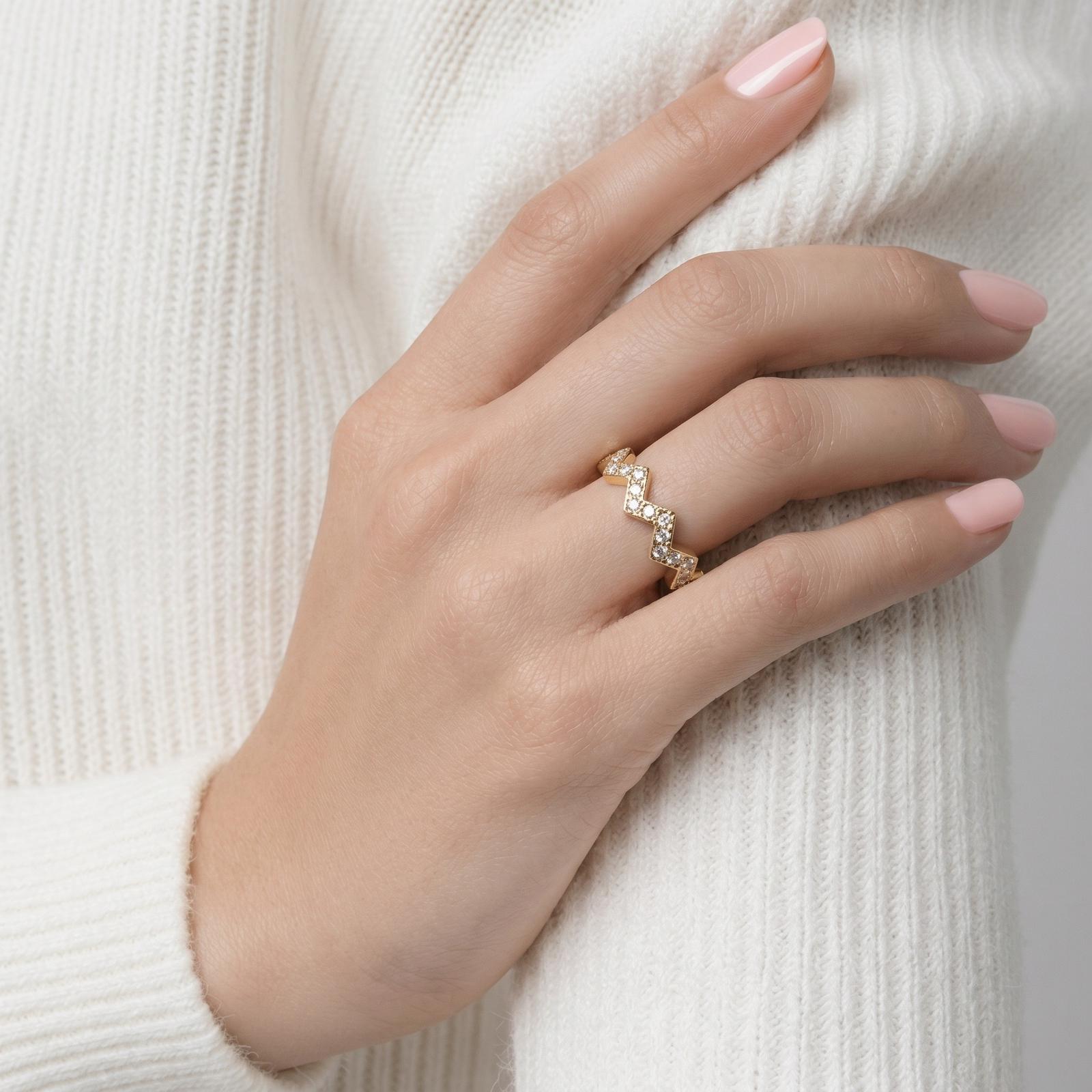 Anello acciaio ondine strass