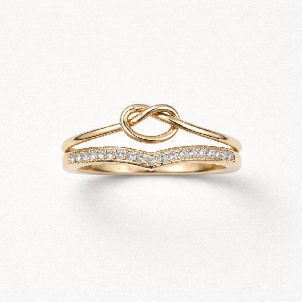 Anello acciaio nodo e strass