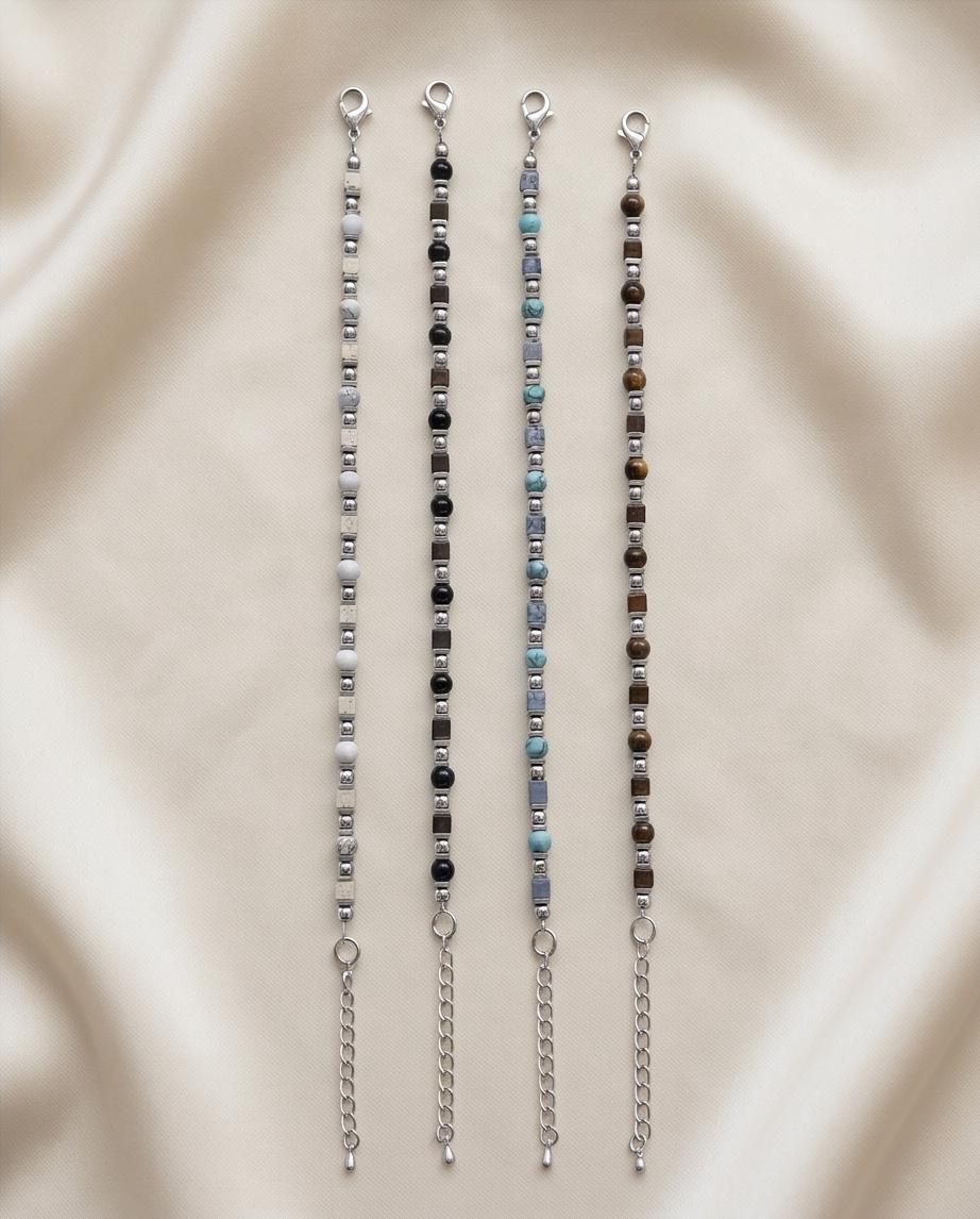 Uomo bracciale ematite e acciaio