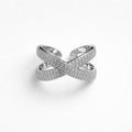 Anello metallo incrocio strass