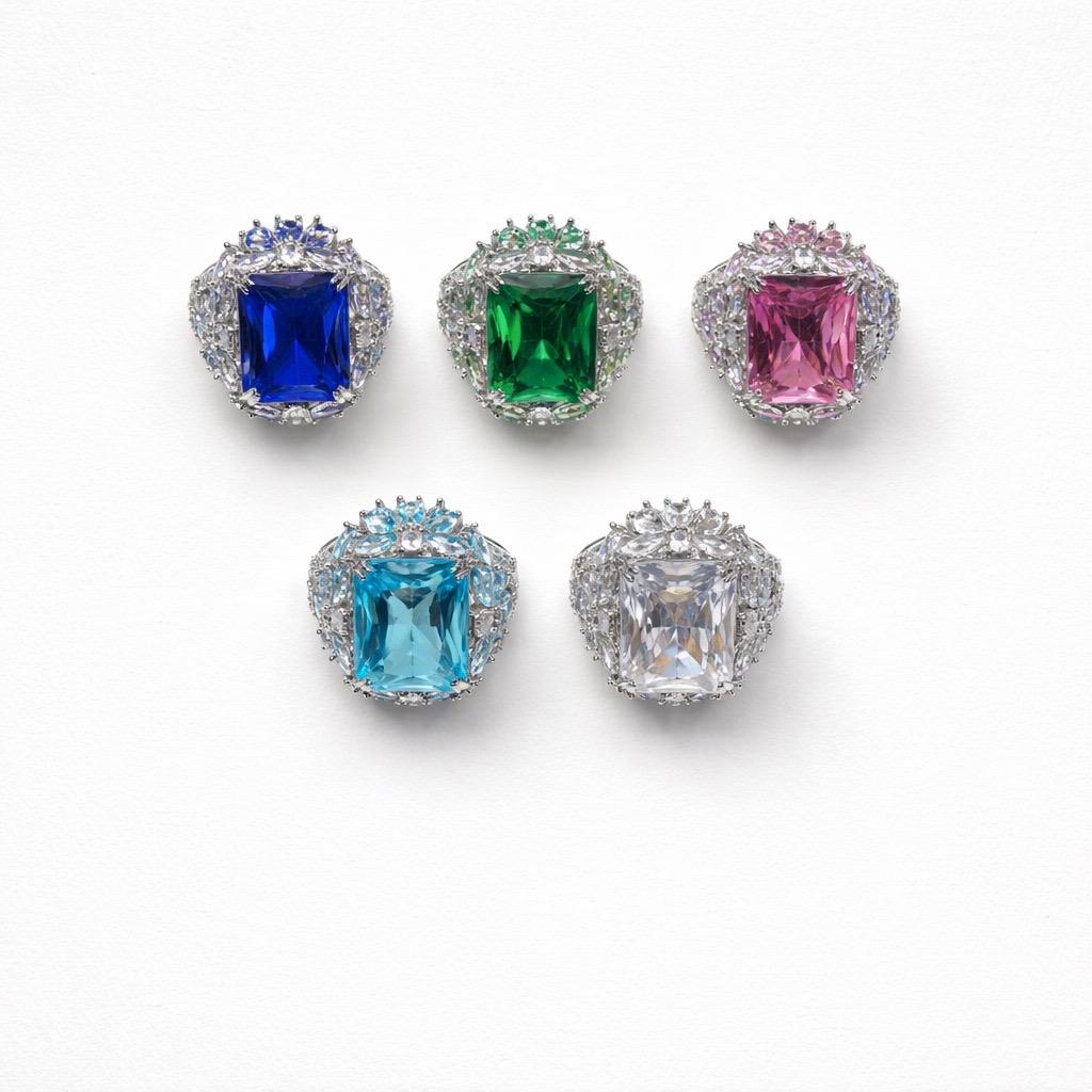 Anello metallo castone zircone