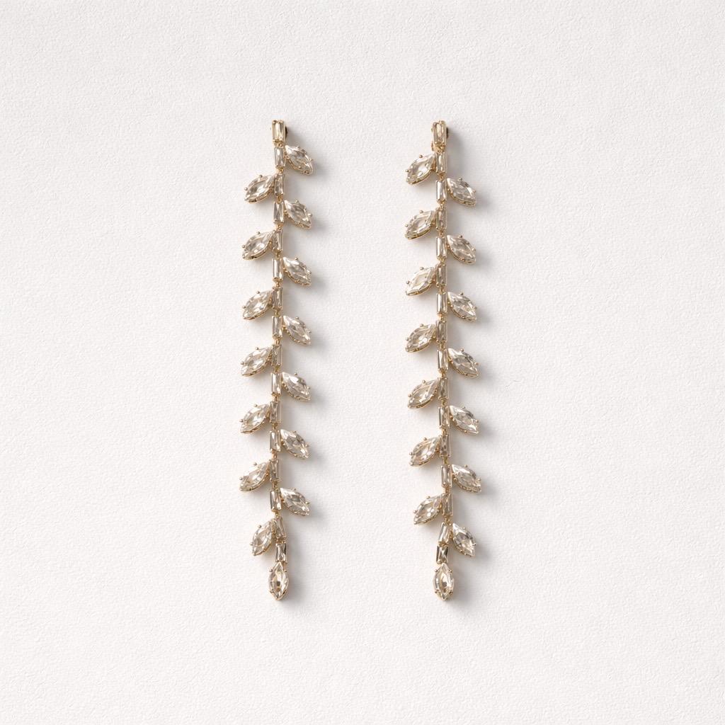 Orecchini pendenti metallo zirconi 6cm