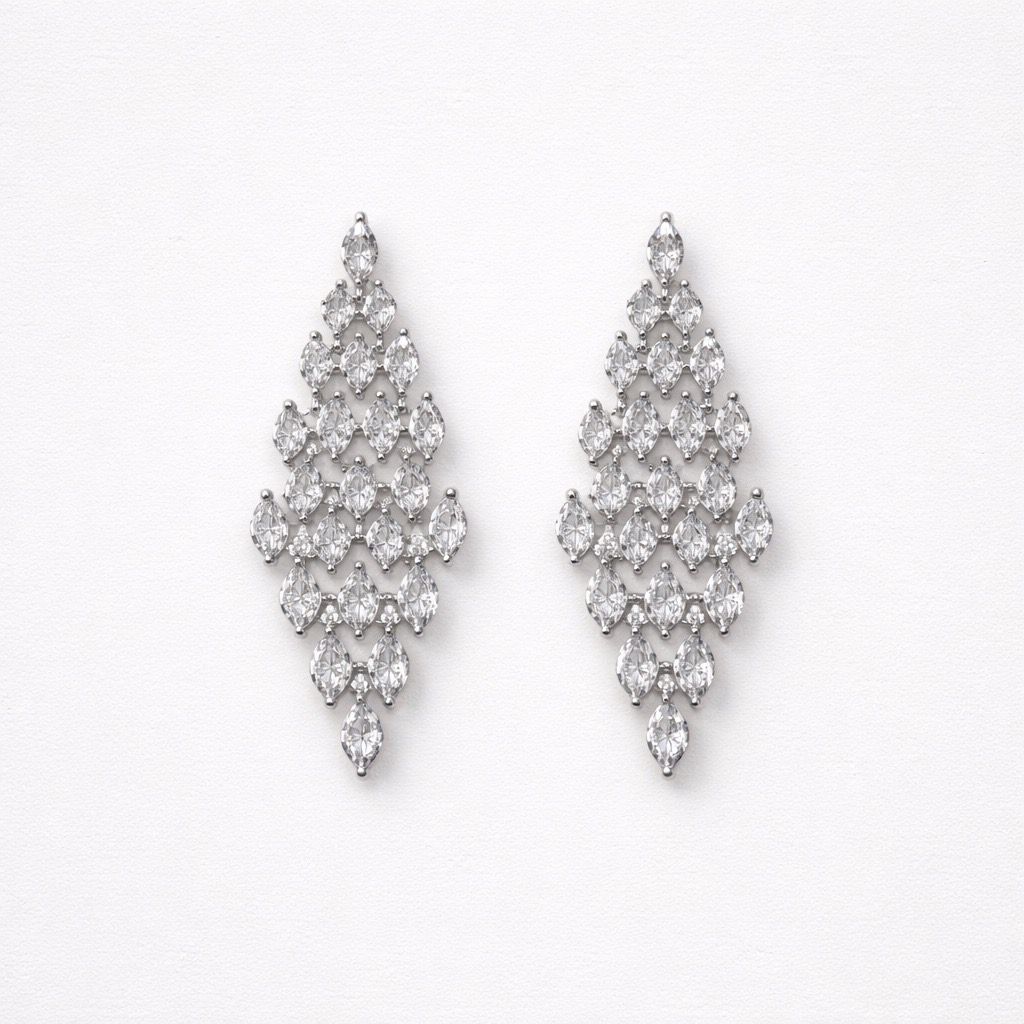 Orecchini pendenti metallo zirconi 6cm