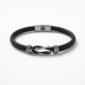 Uomo bracciale pelle acciaio nodo