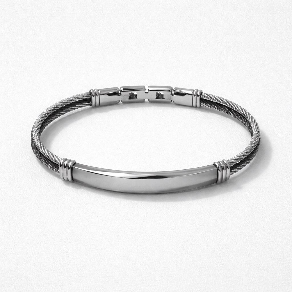 Uomo bracciale acciaio triplo filo