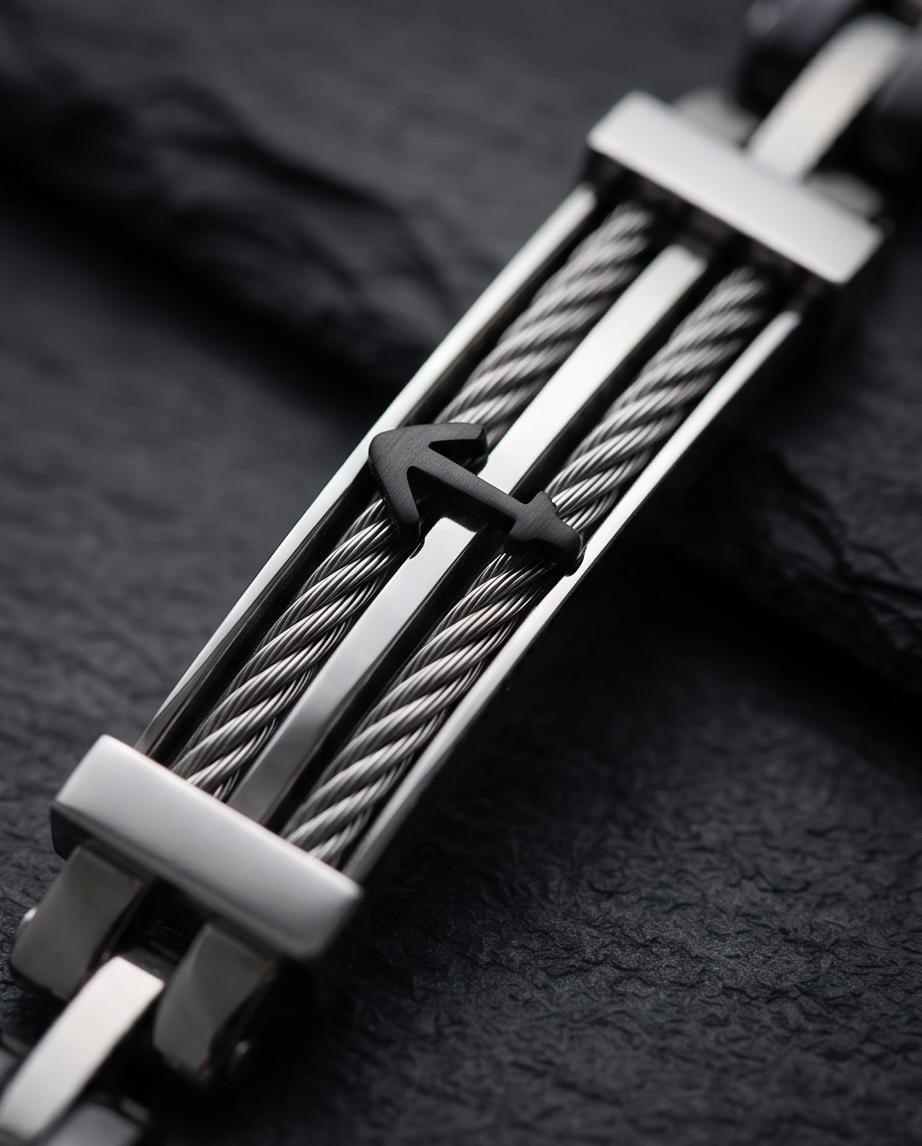 Uomo bracciale acciaio ceramica ancora