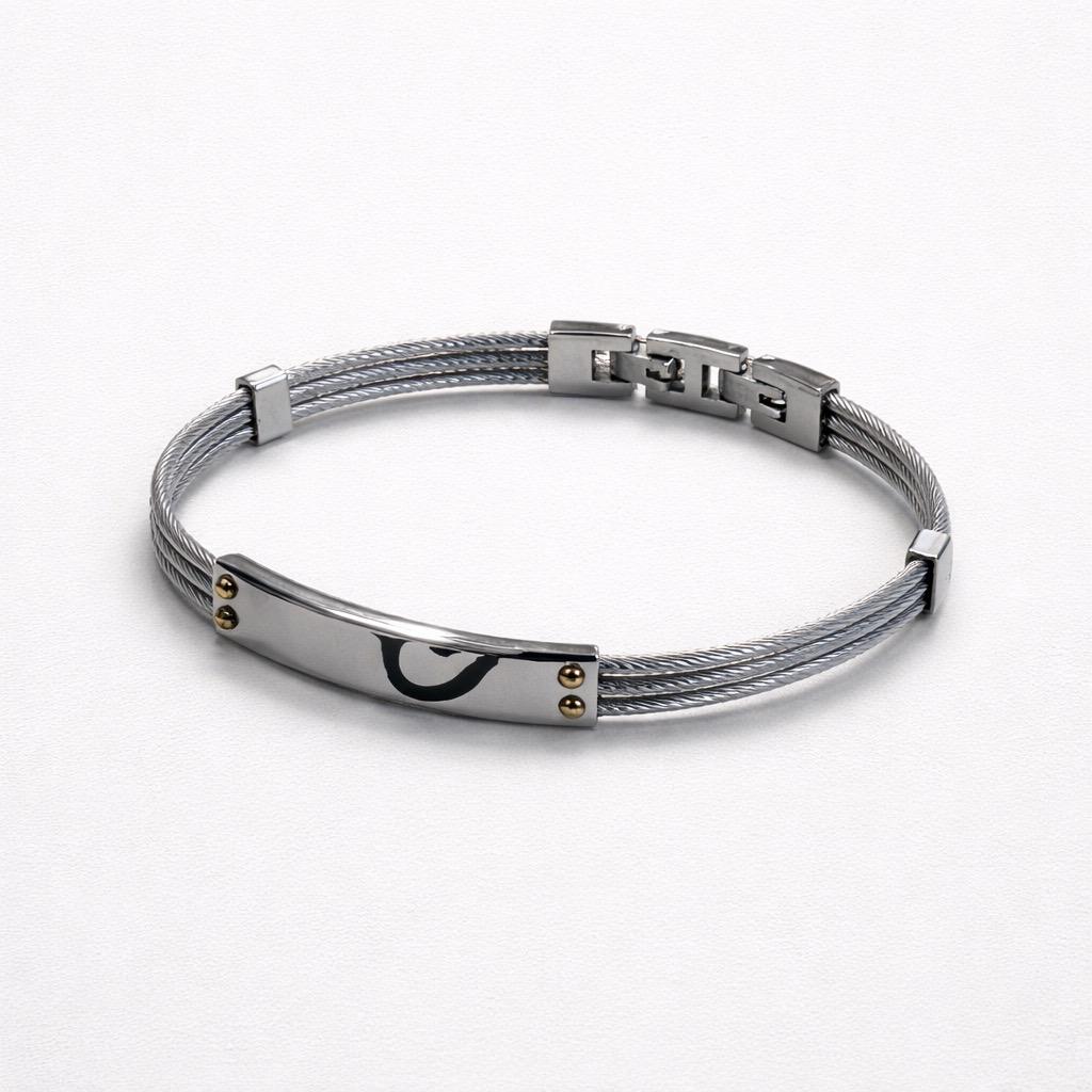 Uomo bracciale accaio tre fili